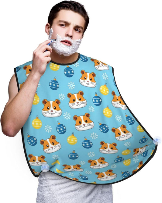 Adjustable Beard Catcher Apron, Guinea Pig Snowflakes Christmas Shave Bib, Non-Stick Waterproof Grooming Bib, Shaving Essential for Men Dad Christmas