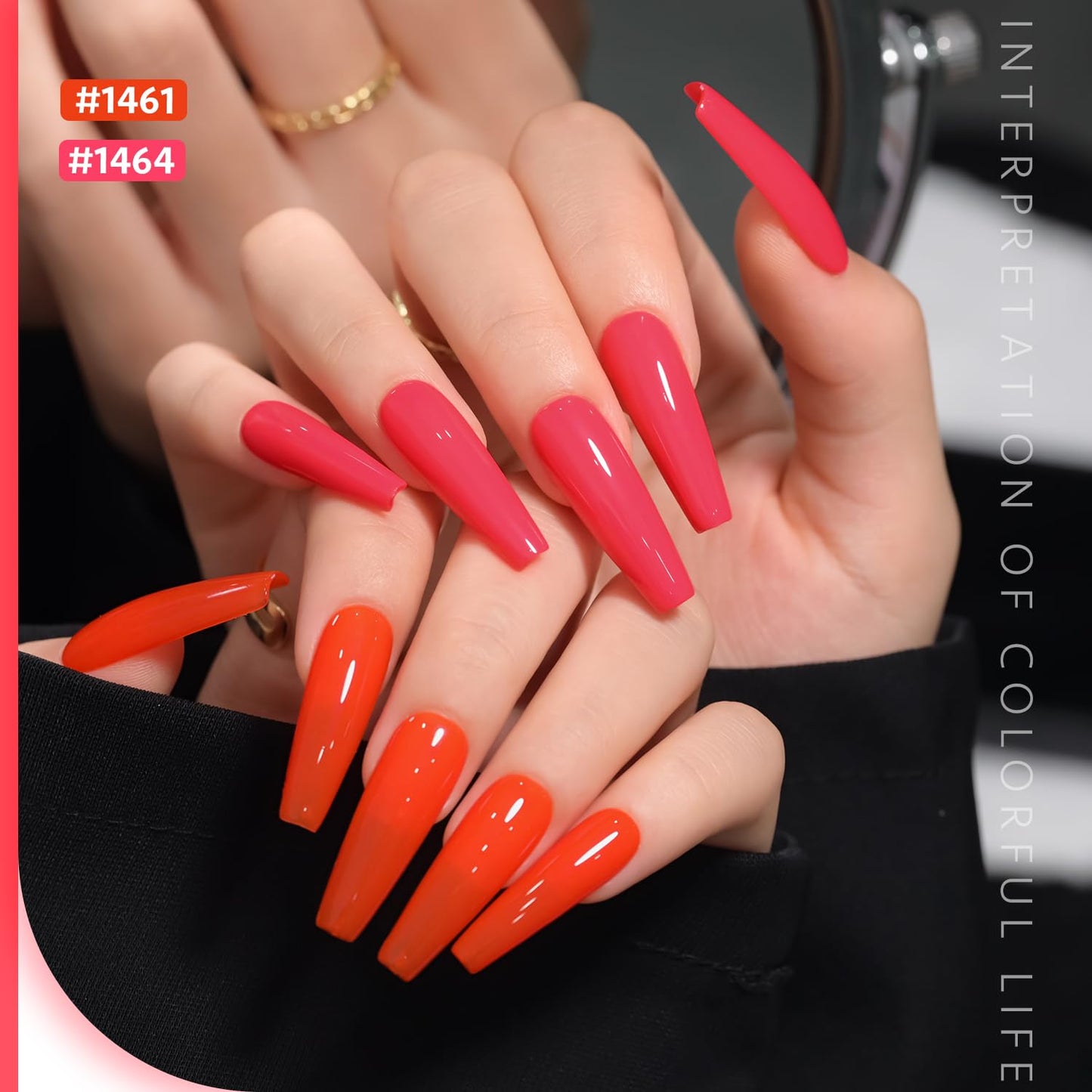 GAOY Coral Orange Gel Nail Polish, Pink Red Neon Gel Polish Kit for Salon Manicure and Nail Art DIY at Home, Gift for Women