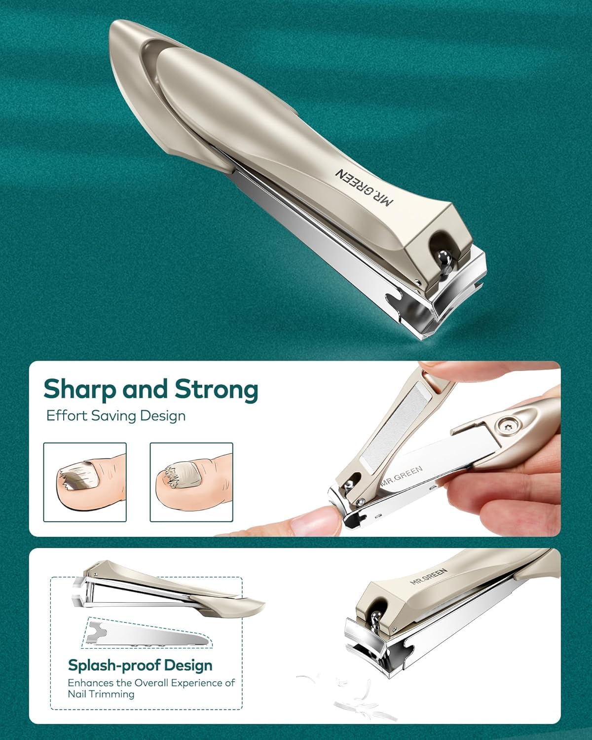 MR.GREEN 9-in-1 Manicure & Pedicure Set – Professional German Stainless Steel Nail Clippers Grooming Kit with Splash-Proof Nail Clipper & Genuine Leather Travel Case (Cognac Brown)