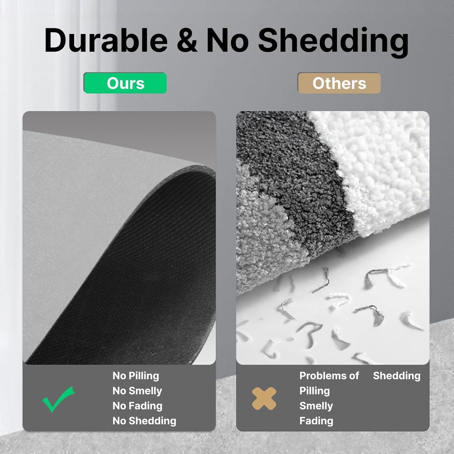 Diatomaceous Earth Bath mat Bathroom Rugs Super Absorbent Quick Dry Non Slip Bath Mat Thin Bathroom Floor Mats Fit Under Door-Shower Rug for in Front of Bathtub Shower, Grey, 15.7"*23.6"