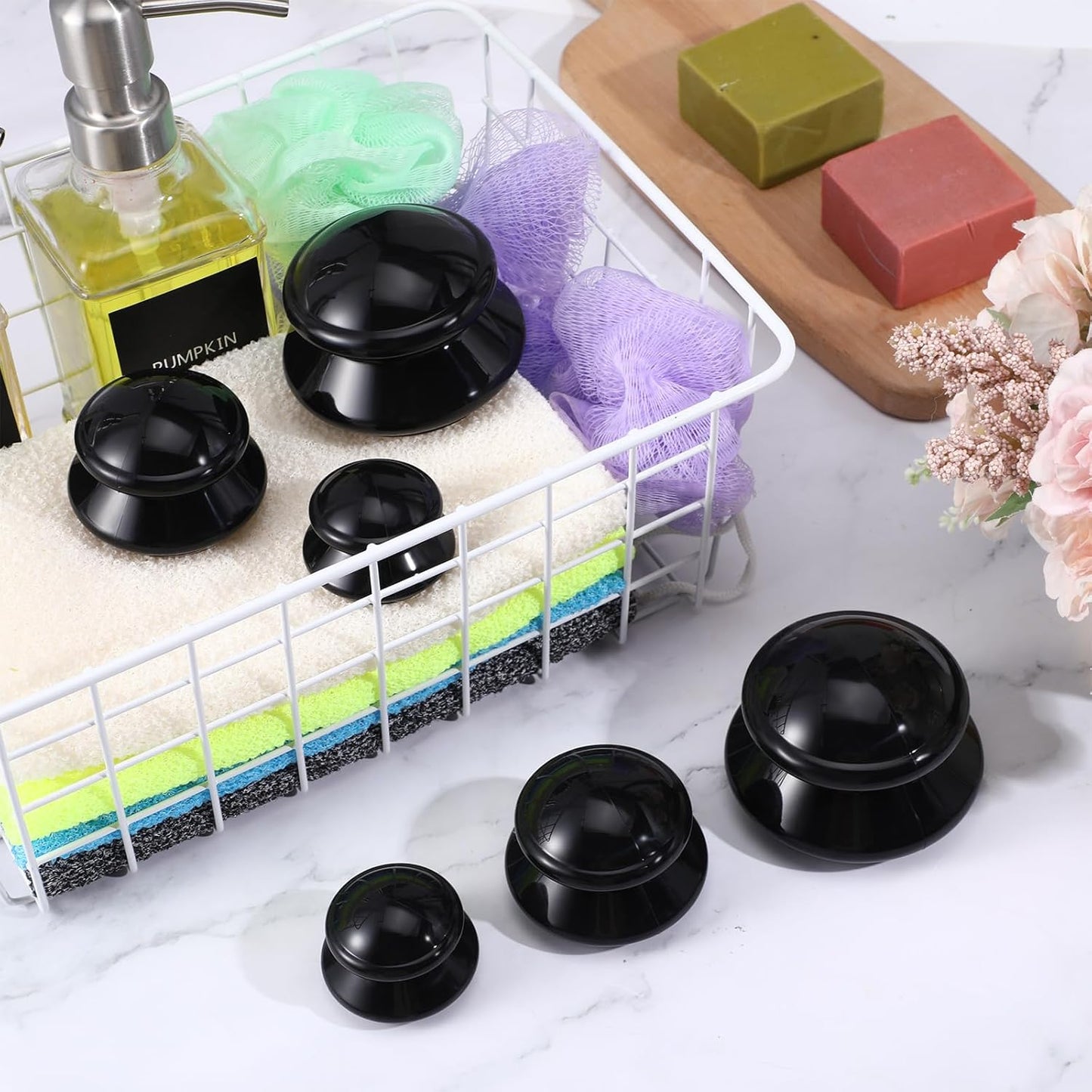 TrelaCo 6 Pcs Cupping Kit for Massage Therapy 3 Sizes Silicone Cupping Set Chinese Massage Therapy for Studio Household Cellulite Joint Pain Muscle Pain(Black)