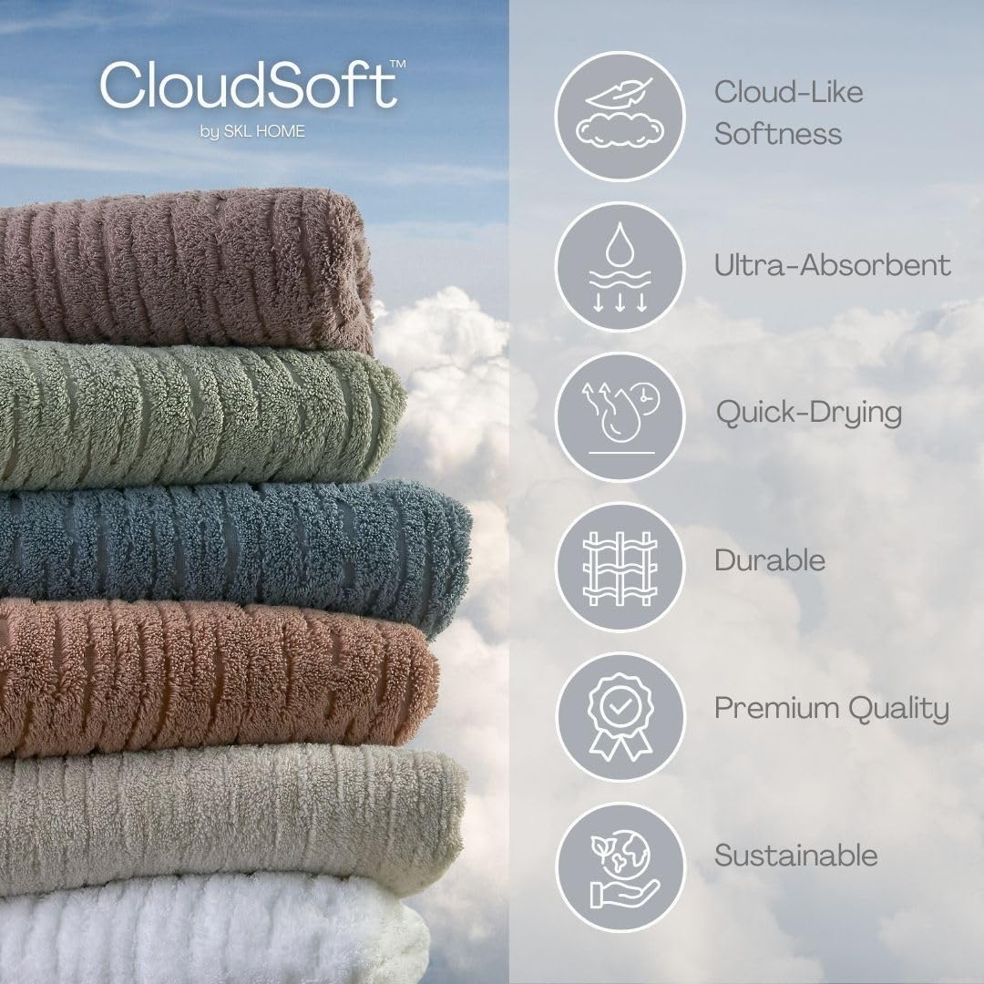SKL Home CloudSoft Cotton Luxury 6-Piece Towel Set, Oatmeal