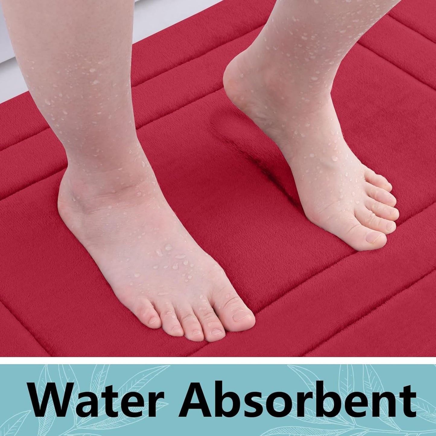 Arotive Memory Foam Bathroom Rug Mat 47x24, Ultra Soft and Absorbent Bath Mat, Machine Wash Dry, Comfortable Bath Rug Carpet for Bathroom Floor, Tub and Shower, Red