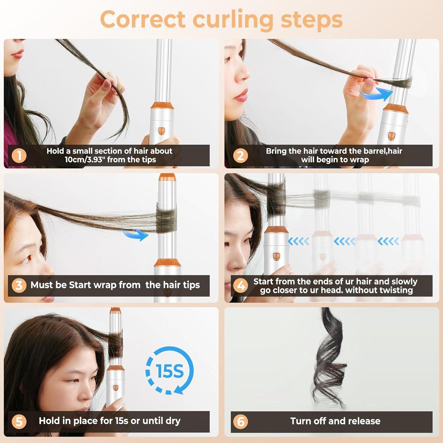 6 in ONE Hair Dryer Brush, Blow Dryer Curling Wand Hair Styling Tools Set, Ionic Hot Air Massage Oval Blowout Hair Dryer, Left&Right Hair Styler