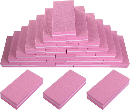 Pink Professional Nail Buffer Set - 30 Pcs, Acrylic & Natural Nails, 100/180 Grit Buffer Blocks