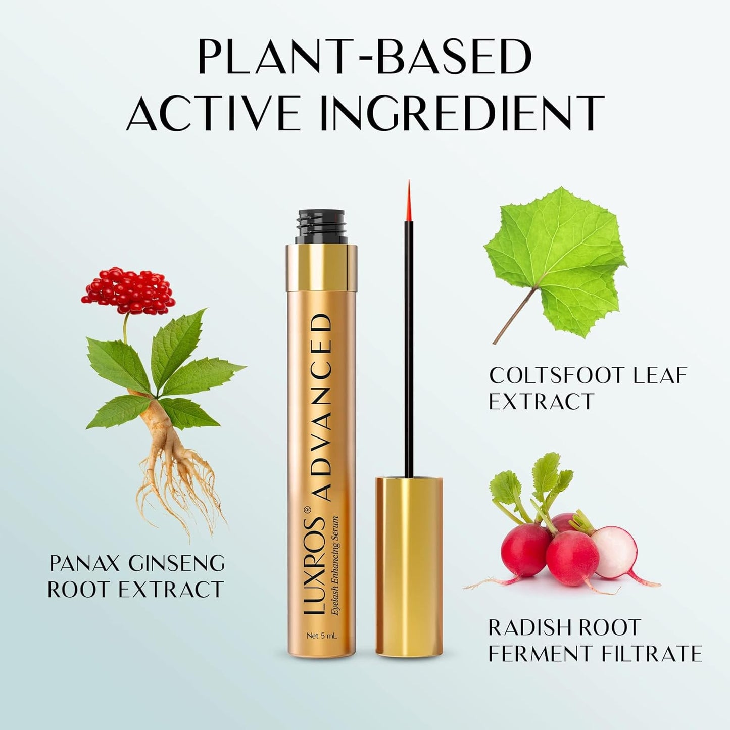 Eyelash Growth Serum 5 mL: Get Thick, Strong Lashes in Just 3-4 Weeks with Our Plant-Based Eyelash Growth Serum - No Parabens - Made in USA