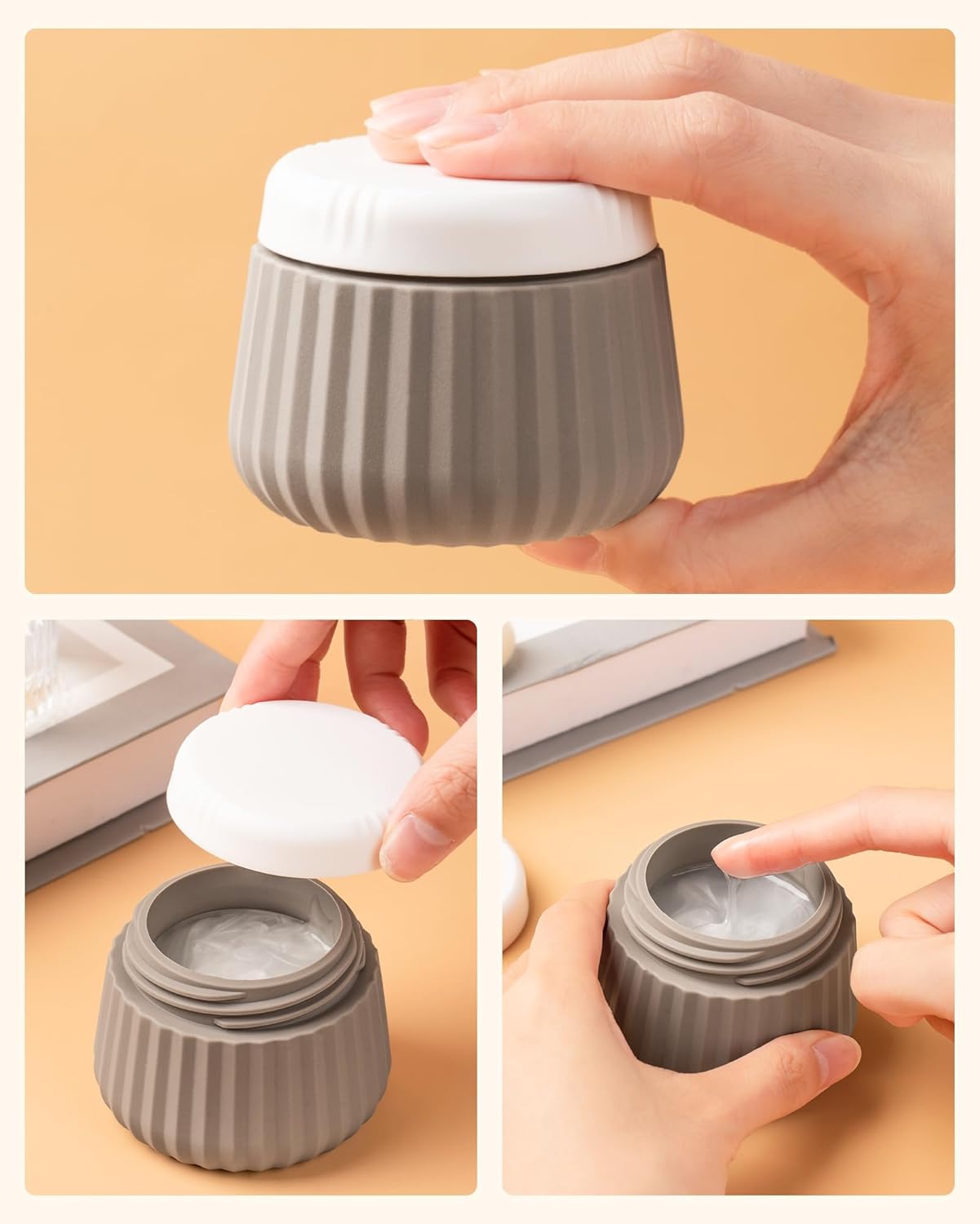 Travel Containers for Toiletries 4 Pack, TSA Approved Travel Size Toiletries, Travel Size Containers, With Clear Bag Leak Proof Silicone Jars, Travel Essentials Creams Jars Carrying Small Items