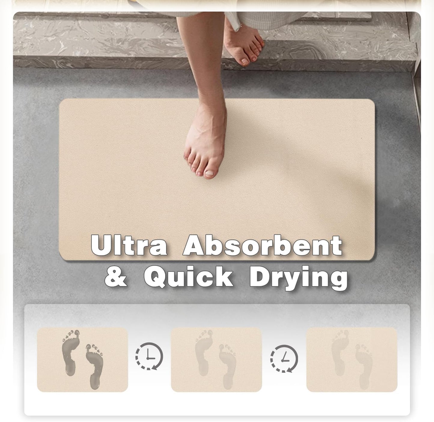 Toilet Rug, Thin Toilet Rugs U Shaped Washable Non Slip Absorbent Quick Dry Low Pile Toilet Mat, 20"x24" U Shape Beige