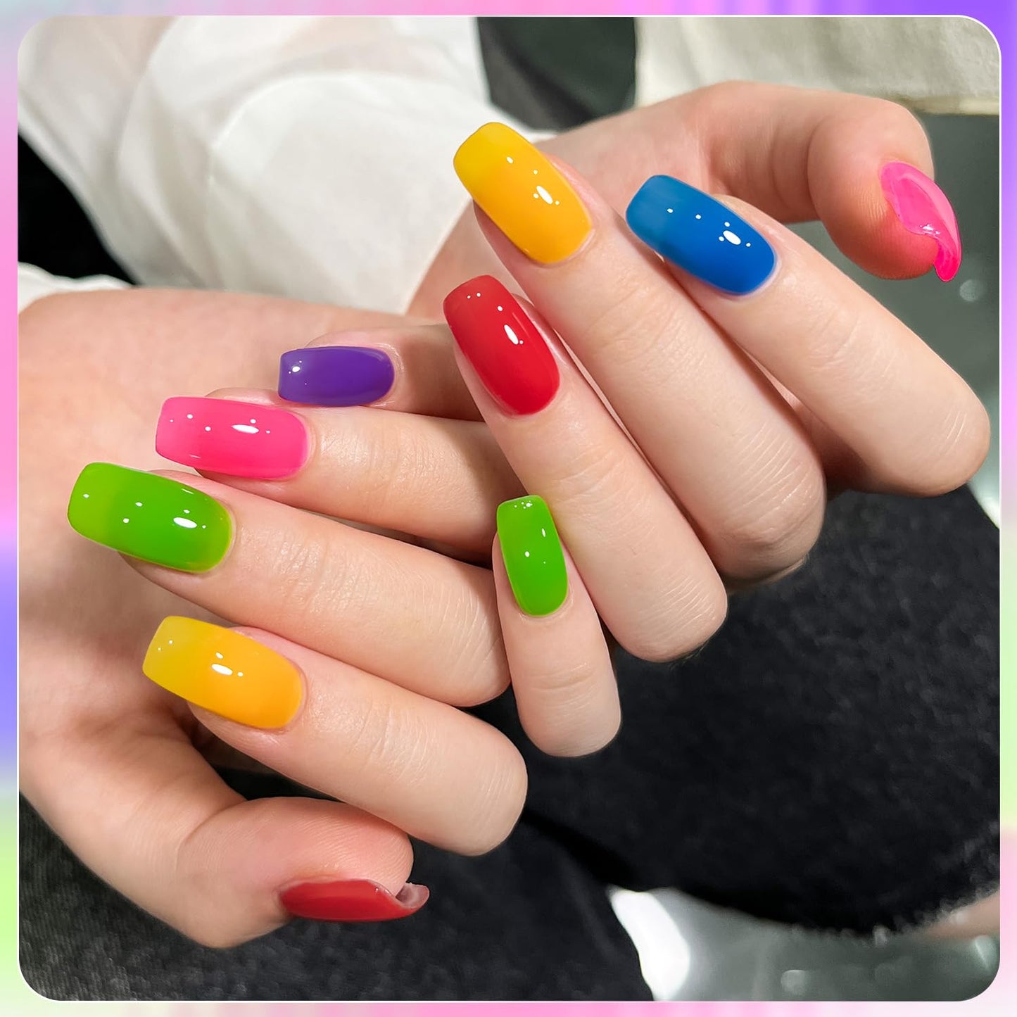 GAOY Jelly Gel Nail Polish of 6 Transparent Yellow Blue Green Red Pink Purple Colors Sheer Gel Polish Kit for Salon Manicure and Nail Art DIY at Home