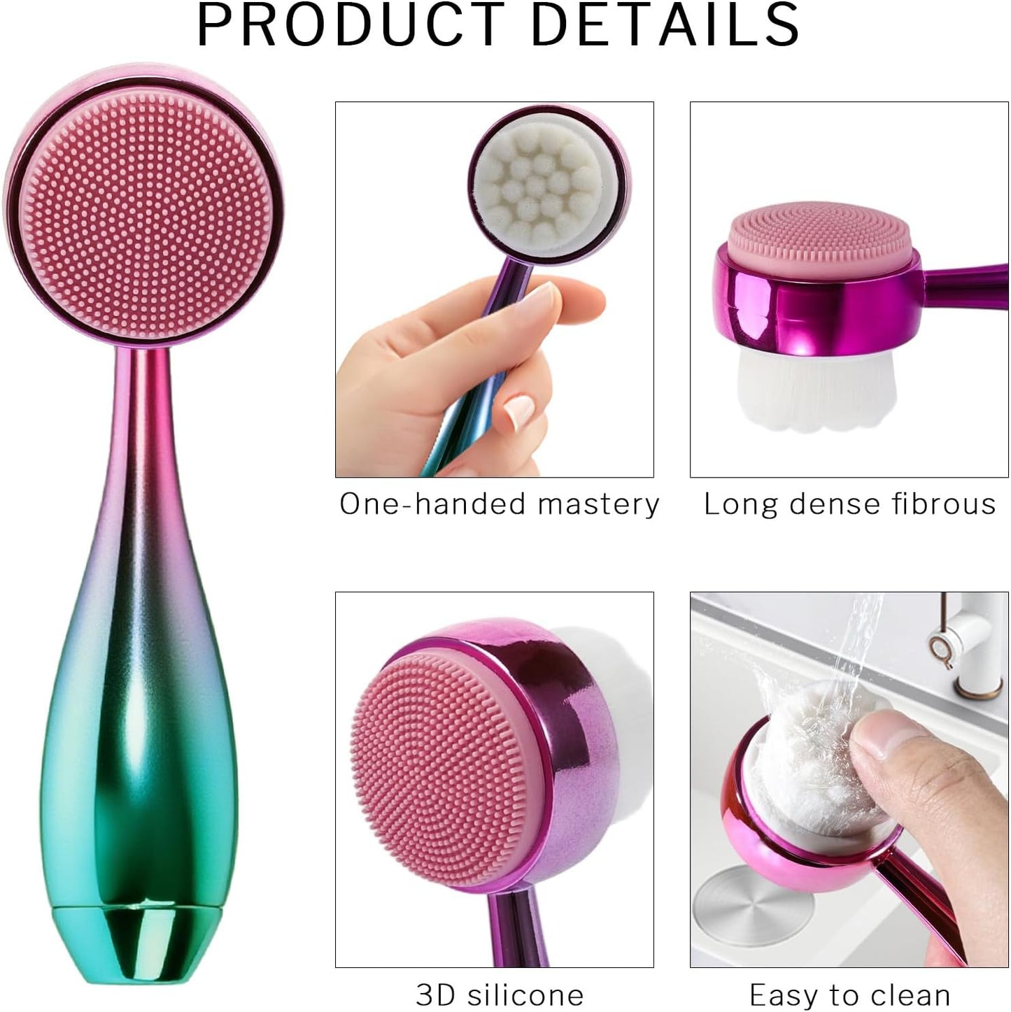Face Brush 2 in 1, Facial Cleansing Brush Double Sides, Facial Exfoliation Scrub Brush Silicone Manual Face Scrubber Brush for Gentle Deep Pore Cleansing, Skincare (Green, 2 Pack)