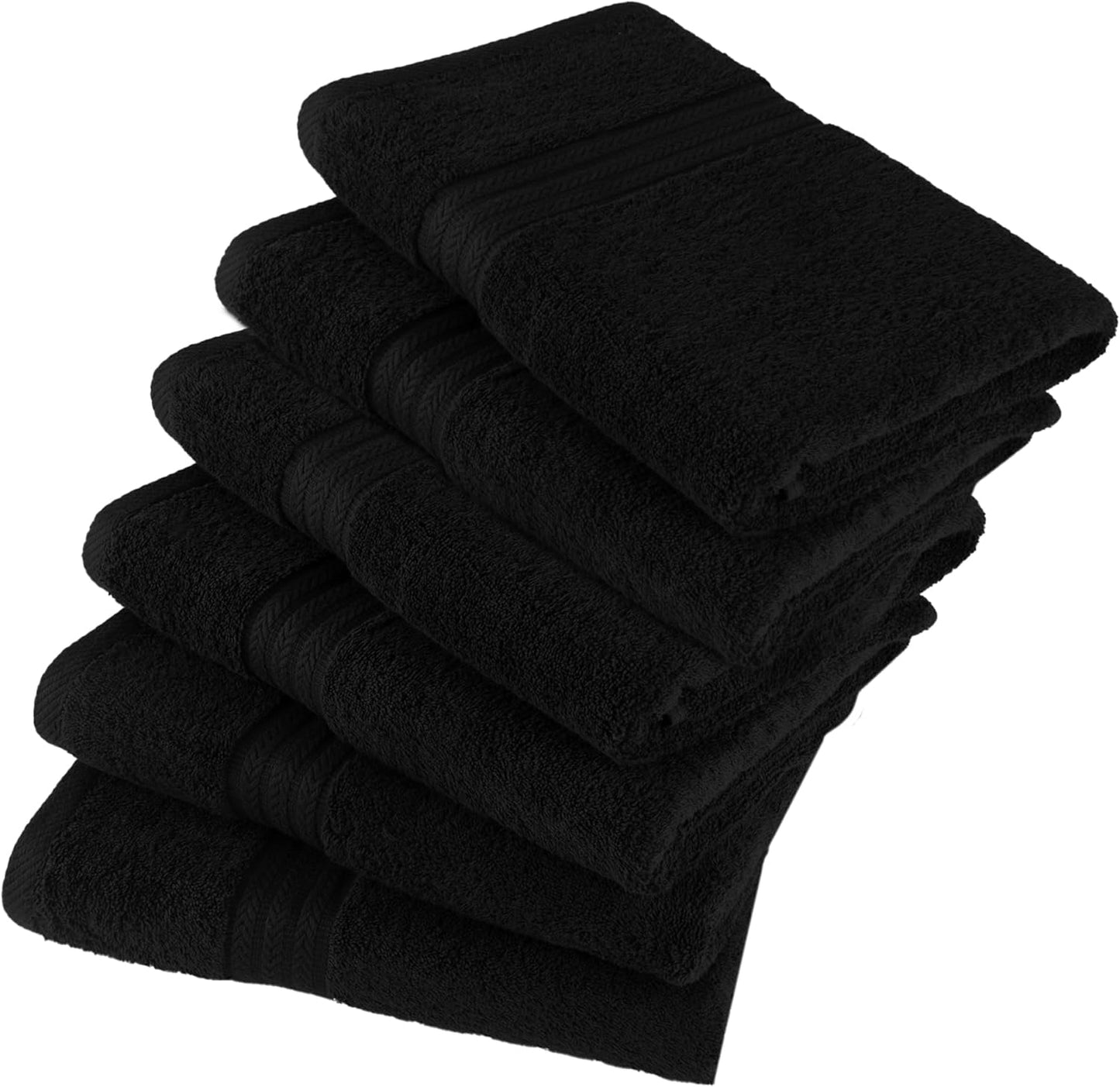 HERCULEAN Large Bath Towels 24 x 50 Pack of 6 | Quick Dry and Highly Absorbent | 100% Cotton Terry Towels for Bathroom - Perfect for Shower - Pool and Spa - Luxury Soft Towels - Black