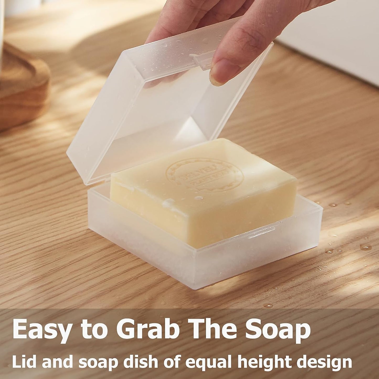 Ozner Travel Soap Case, Bar Soap Holder Fit Dr Squatch Soap, Shampoo Bar Holder for Traveling, Gym, Square Travel Soap Container with Draining Pad (Transparent White)