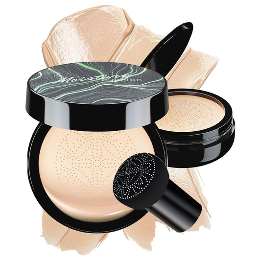 Mushroom Head Air Cushion CC Cream - BB Cream Face Makeup Foundation for Mature Skin Moisturizing Concealer Brighten Long-Lasting, Even Skin Tone for All Skin Types, Ivory Color