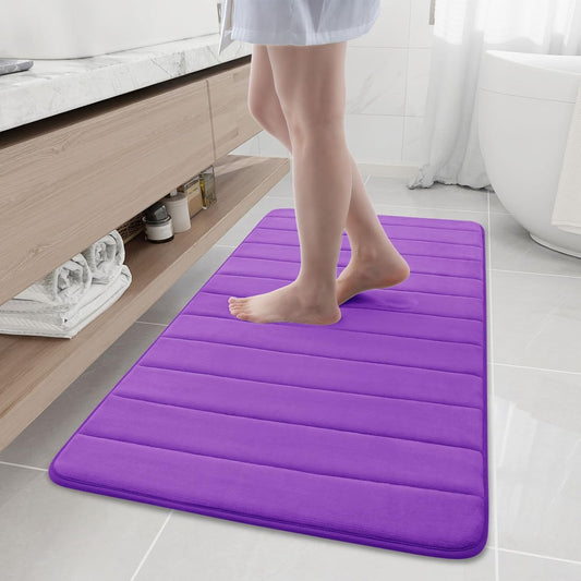 Buganda Memory Foam Bath Mat, 47" x 24", Ultra Soft and Non-Slip Bathroom Rugs, Water Absorbent and Machine Washable Bath Rug Runner for Bathroom, Shower, and Tub, Purple