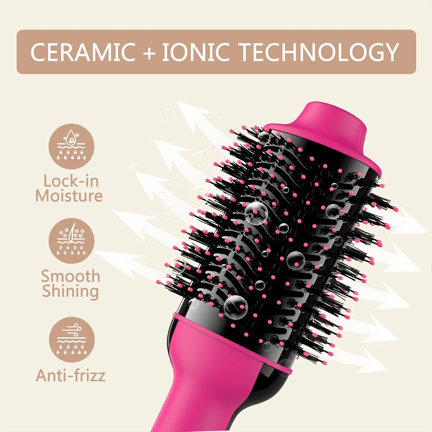Hair Dryer Brush Blow Dryer in One, Upgraded 4 in 1 Hair Dryer and Styler Volumizer with Negative Ion Anti-frizz Ceramic Titanium Barrel Hot Air Hair Straightener Brush