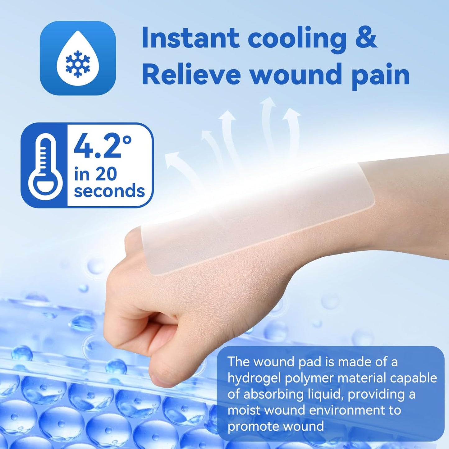 Dimora Hydrogel Burn Dressing 4" x 4" - Burn and Wound Dressing Instant Cooling Relief for Minor Burns & Wounds, Soothing Moist Burn Pads for 1st-2nd Degree Burns, Cuts, Abrasions(10 Count)