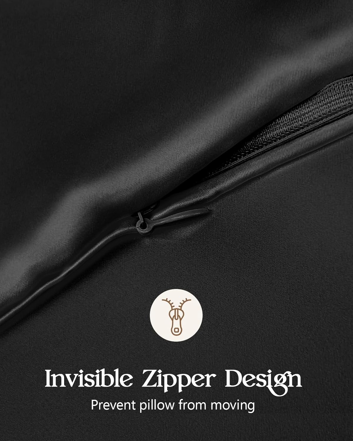 Silk Pillowcase 2 Pack - Pillow Cases King Set of 2 Size 20" x 36" for Hair and Skin Smooth Soft Breathable with Hidden Zipper Cooling Pillow Covers for Sleeping Women, Black