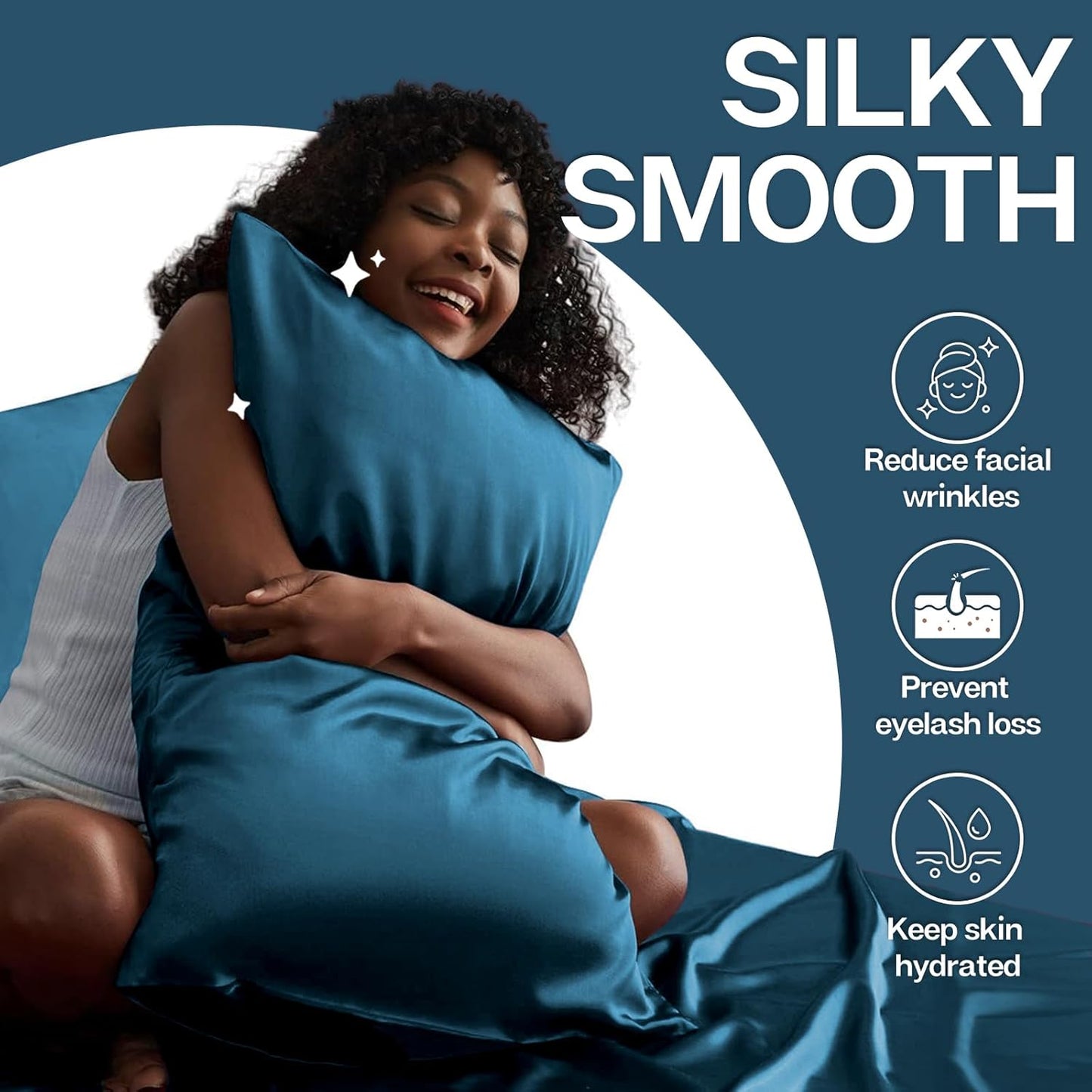 MR&HM Satin Pillowcase for Hair and Skin, Silk Satin Pillowcase 2 Pack, Standard Size Pillow Cases Set of 2, Silky Pillow Cover with Envelope Closure (20x26, Teal)