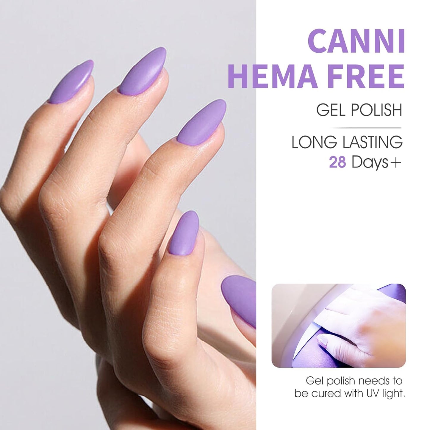CANNI 6Pcs 9ml Hema-Free Purple Gel Polish,Dark Purple Gel Nail Polish Set,Light Violet Colors Gel Polish Kit, Soak Off LED Nail Gel Manicure Kit DIY at Home Salon Gifts for Women Girls