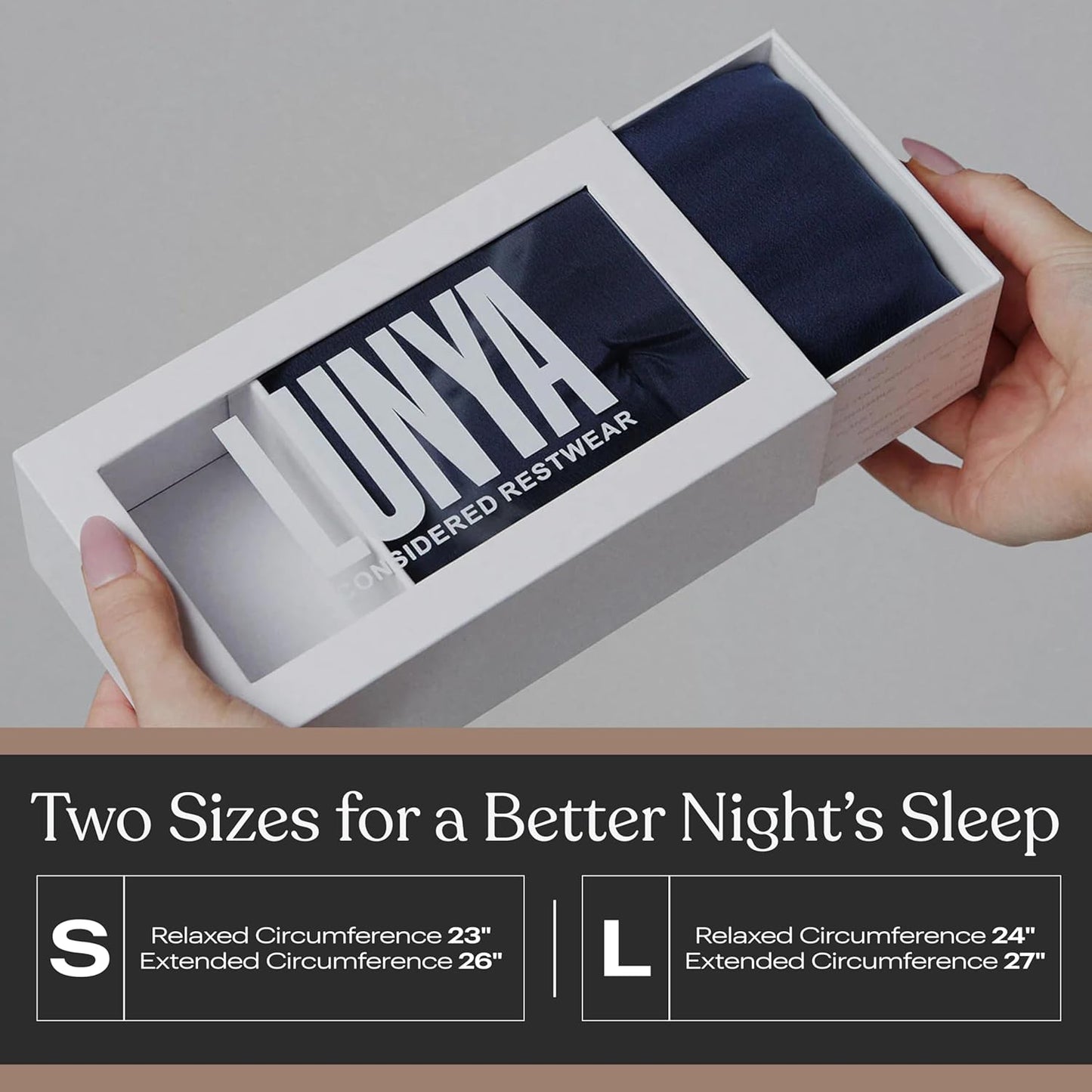 Lunya Sleep Mask with Box - Washable Silk Sleeping Mask and Headband for Beauty Routines - Thermoregulating Comfort for Restful Nights - Silk Eye Mask for Women - Small - Deep Blue