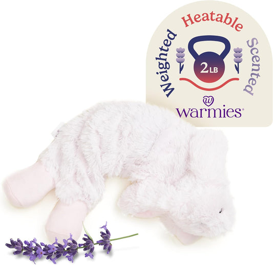 warmies Microwavable Neck & Shoulder Wrap - Heating & Cooling Plush Pad for Calming Relaxation - Weighted & Heated Neck Warmer with Scented Lavender - Microwave Heat Pad for Aches & Pain - Bunny