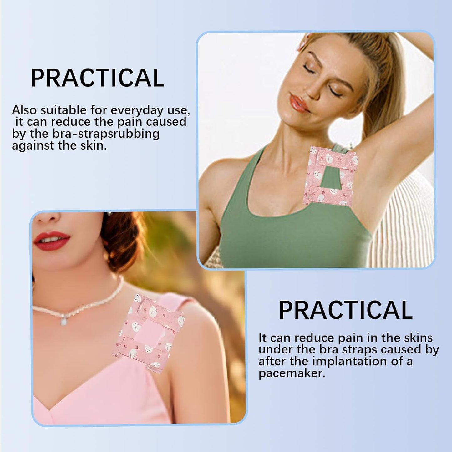 2PCS Chemo Port Pillow and Bra Strap Cushion for Comfort | Soft Recovery Cushion for Pacemaker & Chest Surgery Patients | Adjustable Port Covers for Chemo Patients (Pink Bunny)