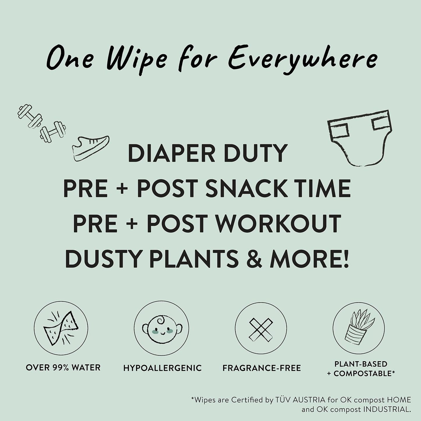 The Honest Company Clean Conscious Multi-Use Wipes, Unscented Hypoallergenic Baby Wipes for Sensitive Skin, 99% Water Plant-Based Compostable Wipes, Geo Mood, 288 Count