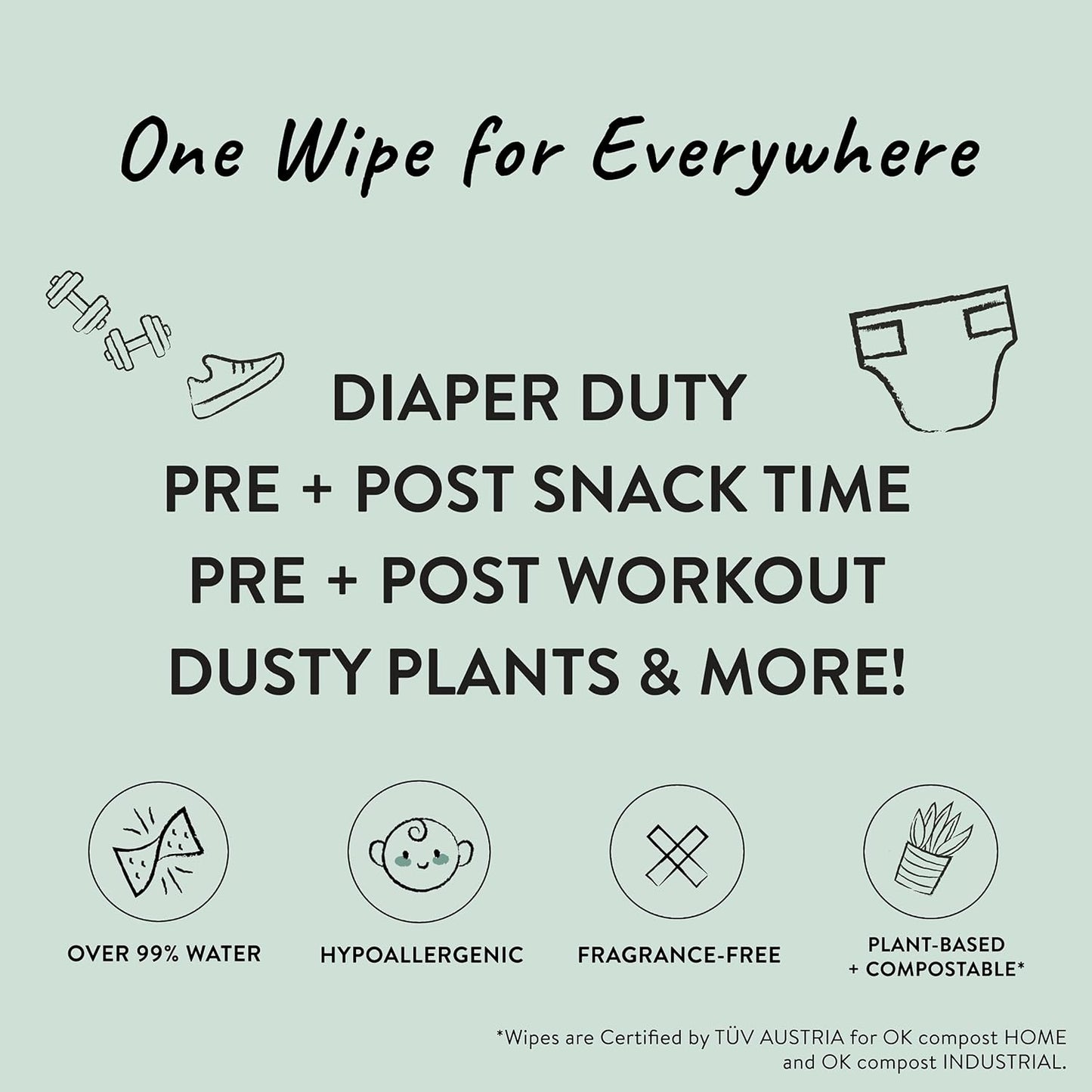 The Honest Company Clean Conscious Multi-Use Wipes, Unscented Hypoallergenic Baby Wipes for Sensitive Skin, 99% Water Plant-Based Compostable Wipes, Rose Blossom, 288 Count