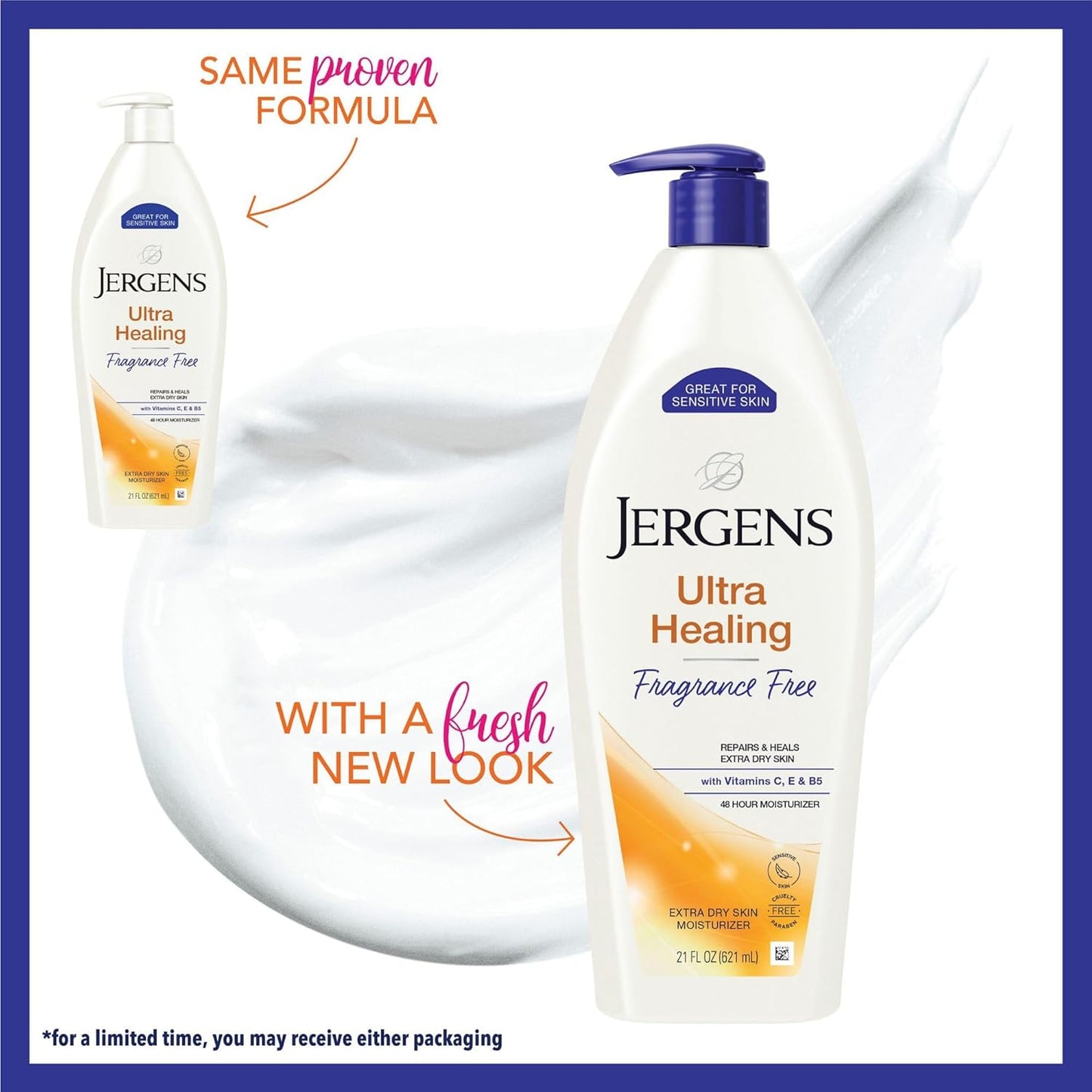 Jergens Ultra Healing Dry Skin Lotion, Hand and Body Moisturizer for Quick Absorption into Extra Dry Skin with Hydralucence Blend, Vitamins C, E and B5, White, 21 oz