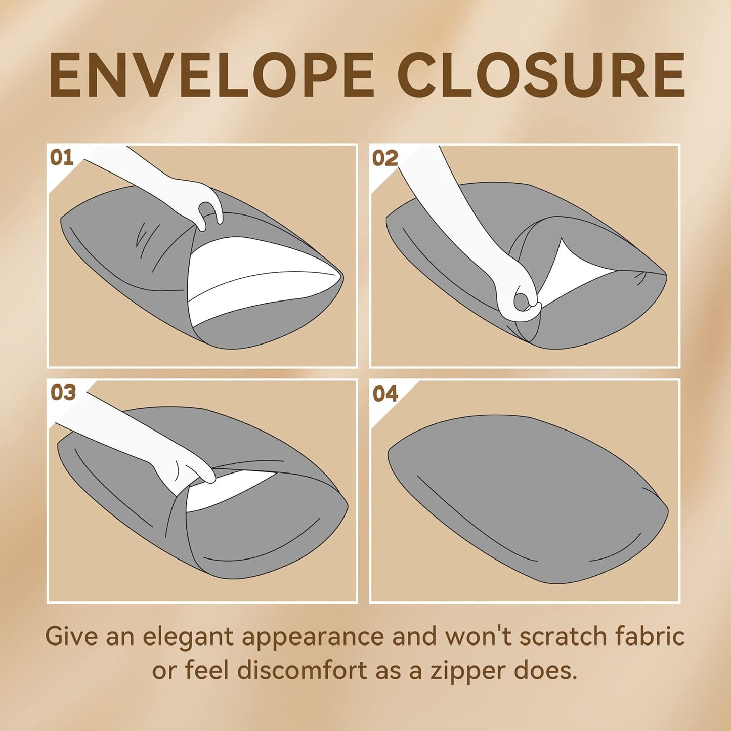 Tyfitb Satin Pillowcase Set for Hair & Skin Care – Cooling, Hypoallergenic, Anti-Frizz, Wrinkle-Free – Soft, Luxurious Pillowcases with Envelope Closure – 2-Pack, King Size 20x36, Gift-Ready