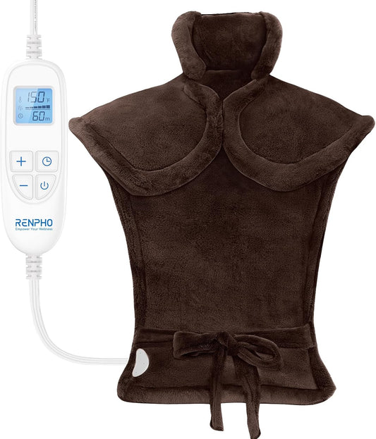RENPHO Heating Pad for Back Pain Relief, Christmas Gifts for Her Him Women Men, Electric Heat Pad for Neck and Shoulder, FSA Eligible Items Only List, Fast Heating, ETL Certified, 24"x33", Brown