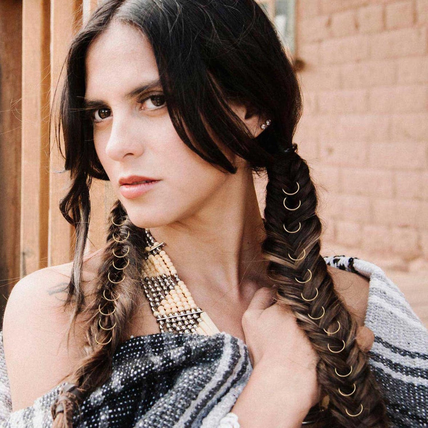 SEVENHEAD 50 Pcs Dreadlock Beads Hair Accessories Circle Rings Adjustable Cuffs Braiding Hair Decoration Clips Metal Hair Decoration for Braids(Silver 1mm*14mm)