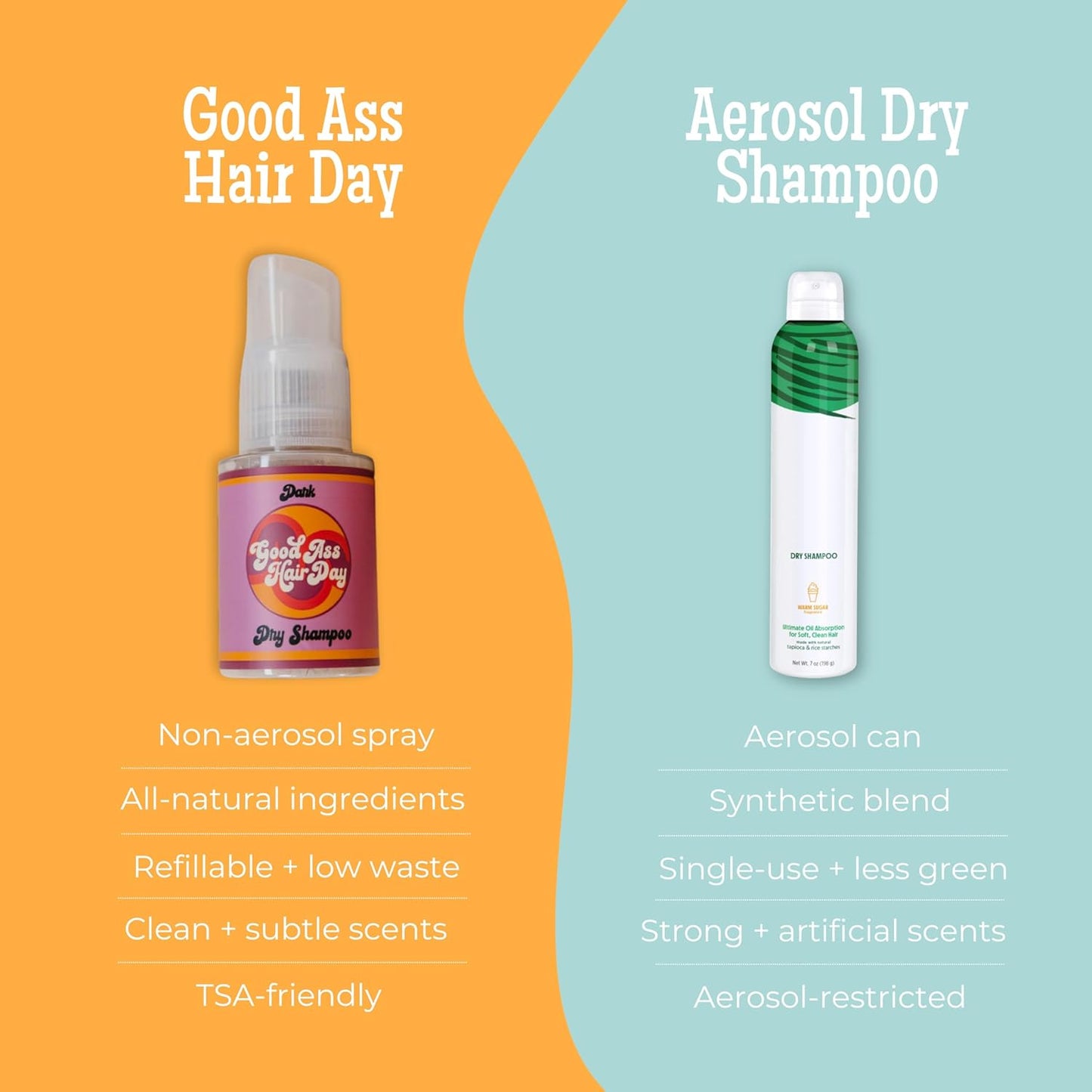 Good A Hair Day Dry Shampoo Powder – Non-Aerosol, Talc-Free, All-Natural, Absorbs Oil, Refreshes Hair Between Washes, Handmade in USA, Dark