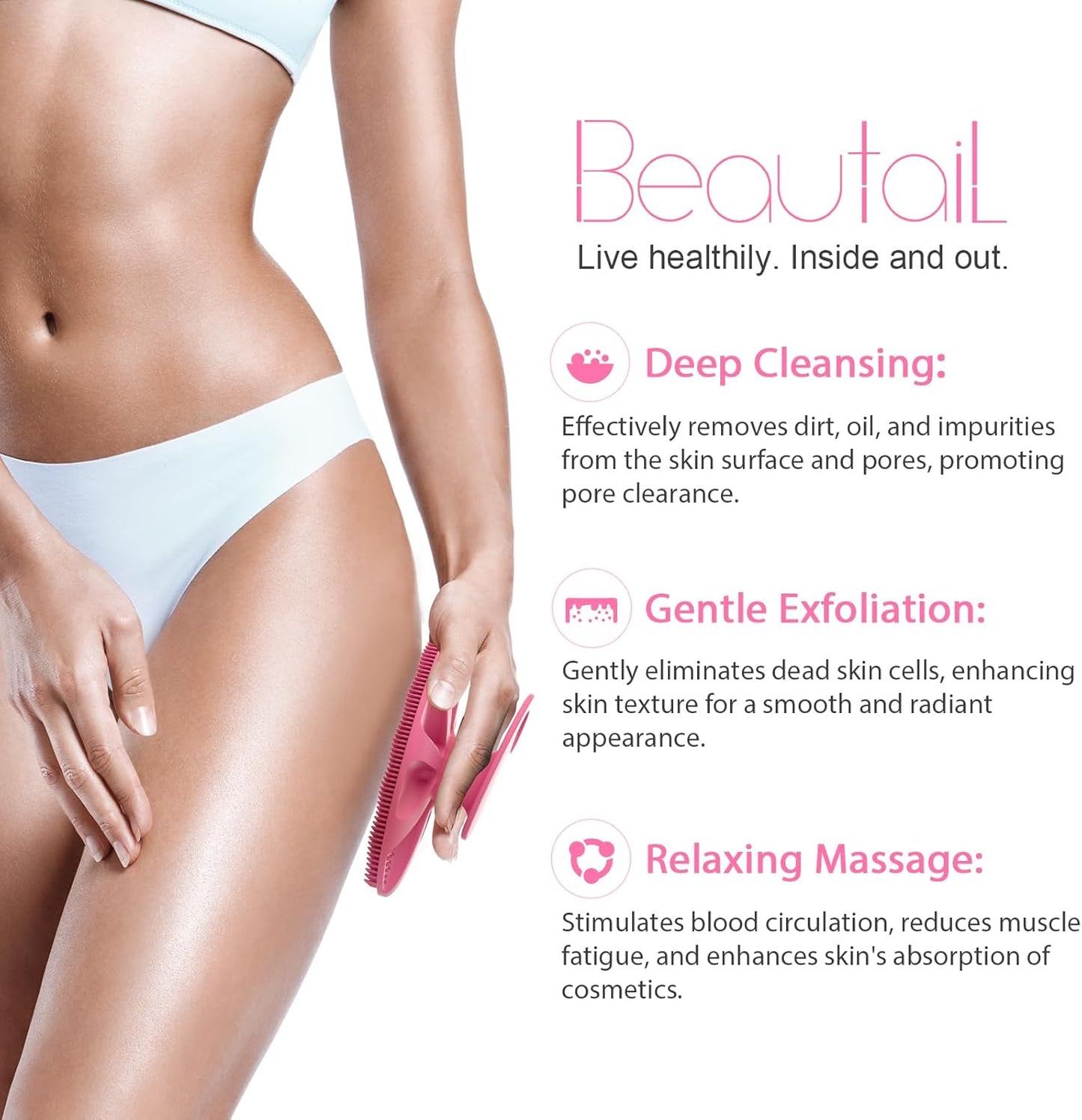 Silicone Body Scrubber Shower Bath Wash Brush Gentle Exfoliating Scrub Cleansing Loofah for Women Men Baby Sensitive Skin, Easy to Clean, Lather Nicely, More Hygienic, 1 Pack, Pink