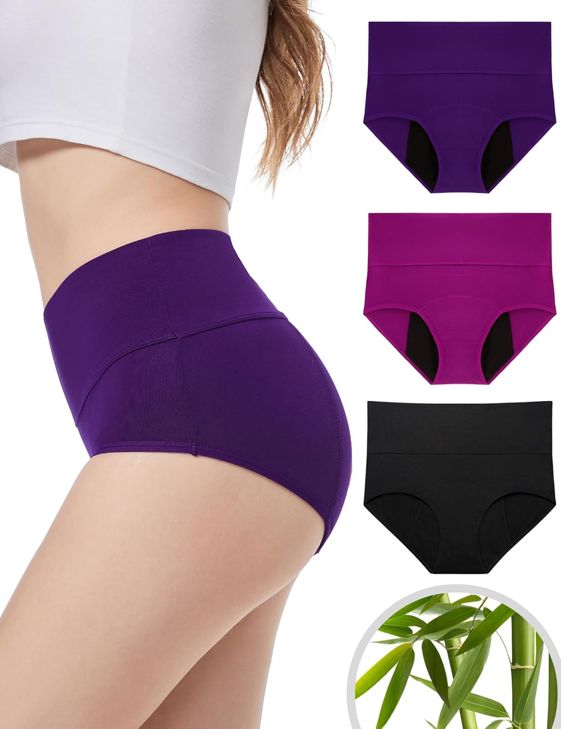 EcoPeriod Period Underwear for Women Heavy Flow High Waist Postpartum Underwear Menstrual Leakproof Period Panties