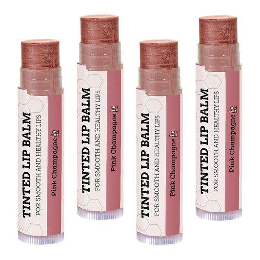 Earth's Daughter Tinted Lip Balm 4-Pack of Pink Champagne Color - Beeswax, Coconut Oil, Cocoa Butter, Vitamin - Moisturize and Beautify - Paraben Free