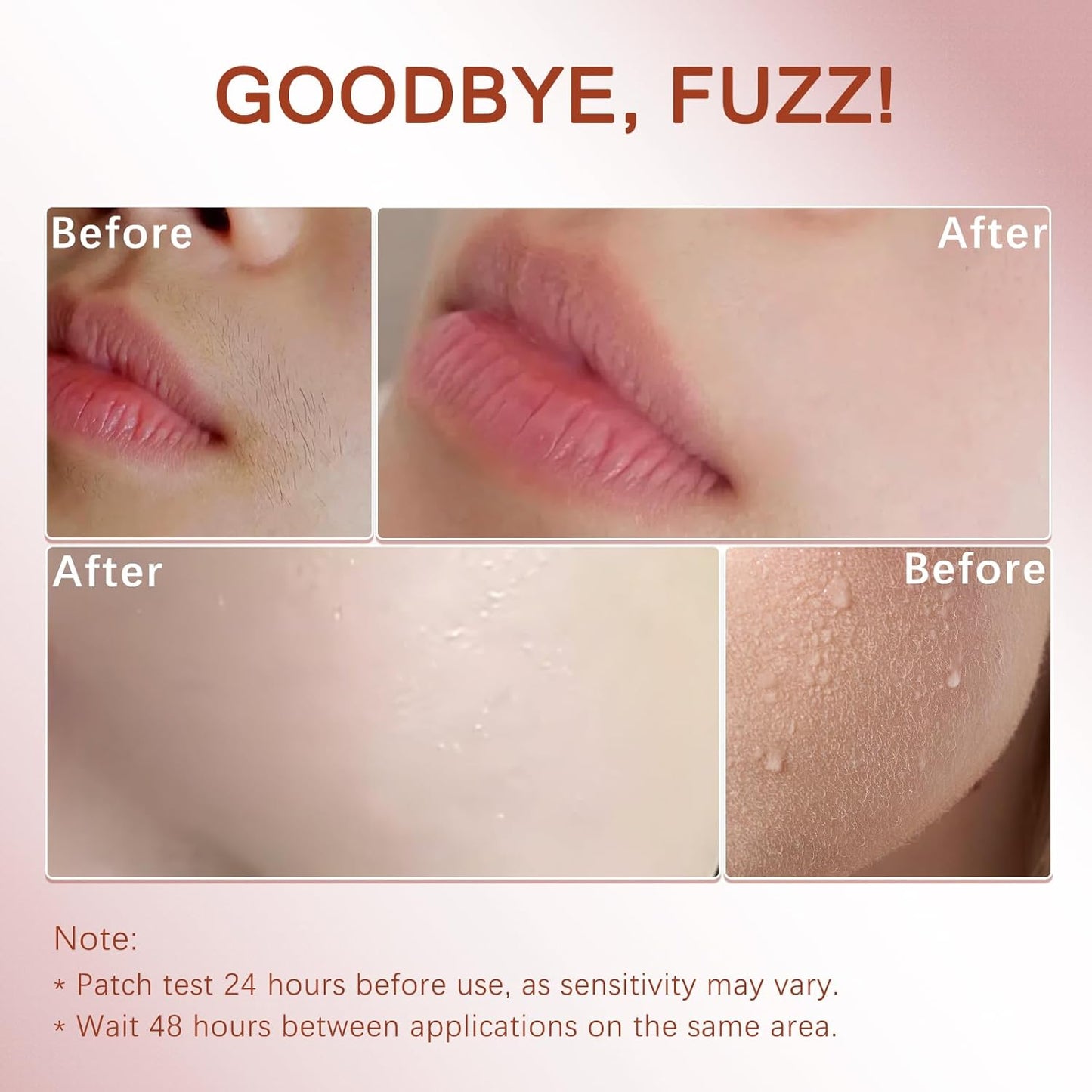 Facial Hair Removal Cream Kit for Women – Depilatory & Post Care Soothing Cream, 4 Min Painless & Flawless Face Hair Remover, Gentle Plant Formula for Sensitive Skin