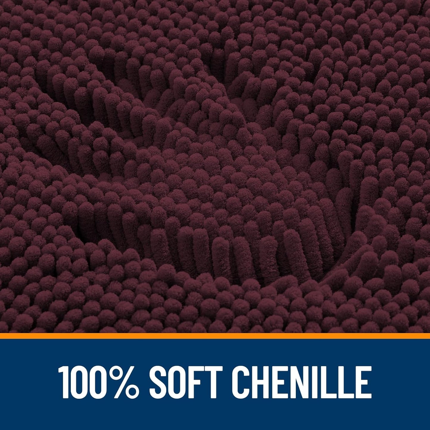 OLANLY Bathroom Rugs 36x24, Extra Soft Absorbent Chenille Bath Rugs, Rubber Backing Quick Dry, Machine Washable Bath Mats for Bathroom Floor, Tub and Shower, Home Decor Accessories, Black Cherry