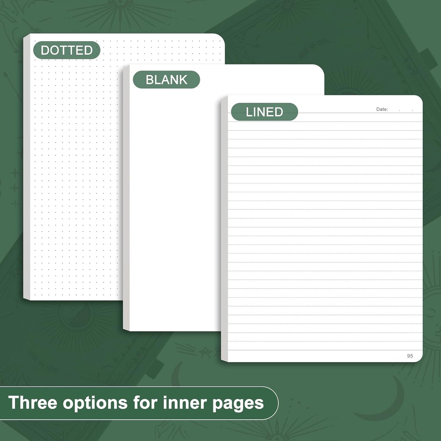 Dotted Journal for Women Men, 192 Pages A5 Notebook Journal, Hardcover Notebook with 100Gsm Thick Pages, Leather Note Book for Writing, Travel, Business, Office, Prayer 5.7 x 8.3, Dark Green