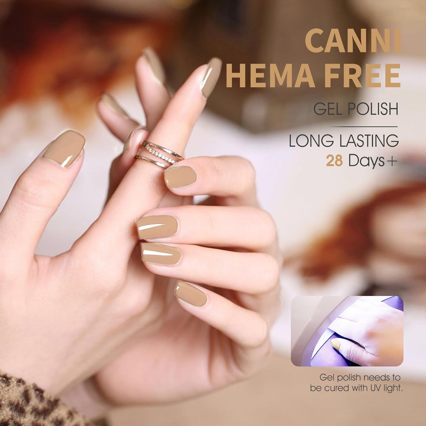 CANNI 6 Colors 9 ML Hema-Free Brown Gel Nail Polish Set, Fall Light Brown Nude Blue Gel Polish Kit, Soak Off LED Nail Gel Manicure Kit DIY at Home Salon Gifts