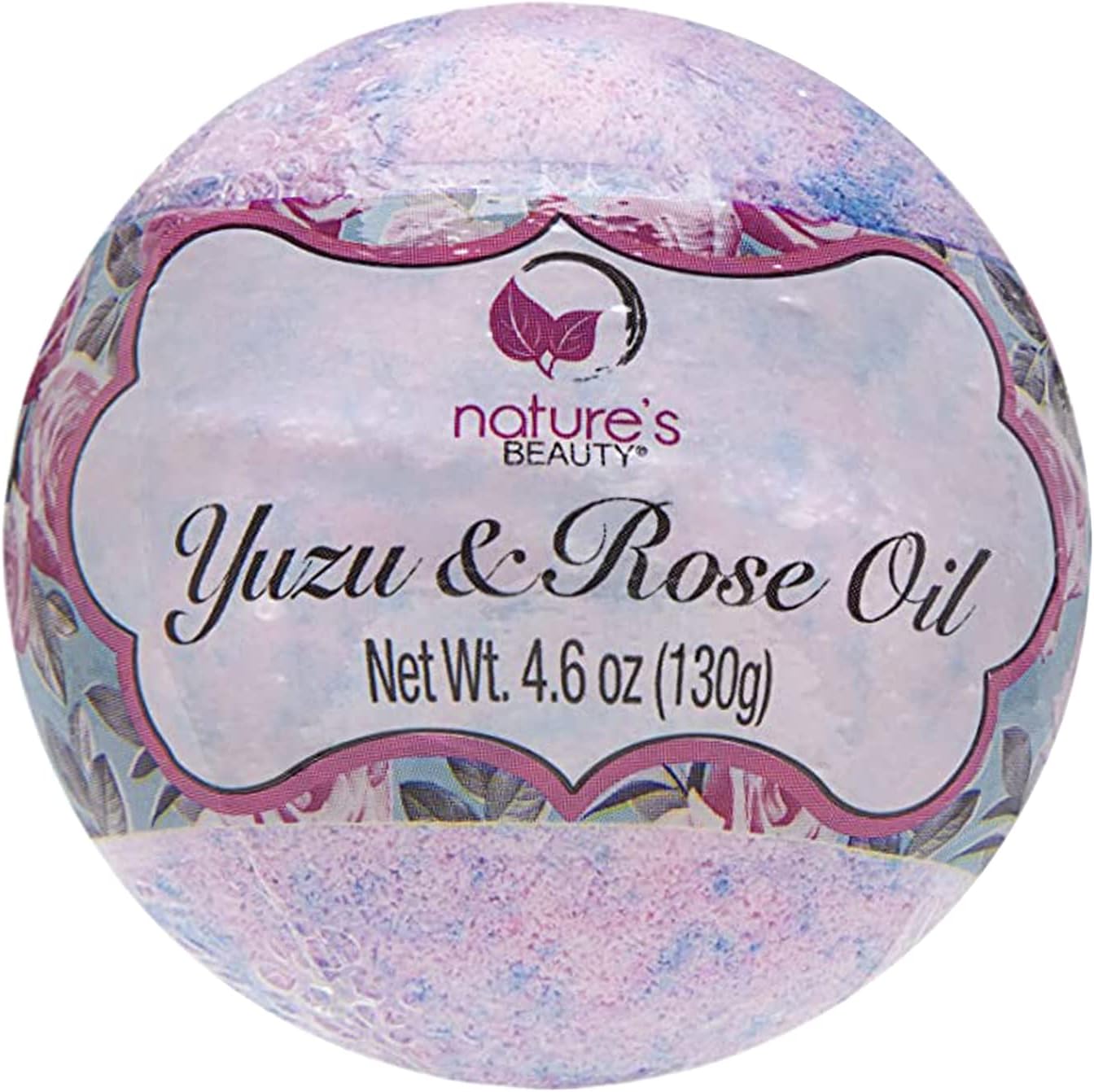Nature's Beauty Yuzu & Rose Oil Bath Bomb Multi-Pack - Natural Hand Crafted, Non-Staining, Luxury Fizzy Spa Bomb, Nourish Dull + Dry Skin, Made w/Coconut Oil + Witch Hazel, 4.6 oz (4 Pack)