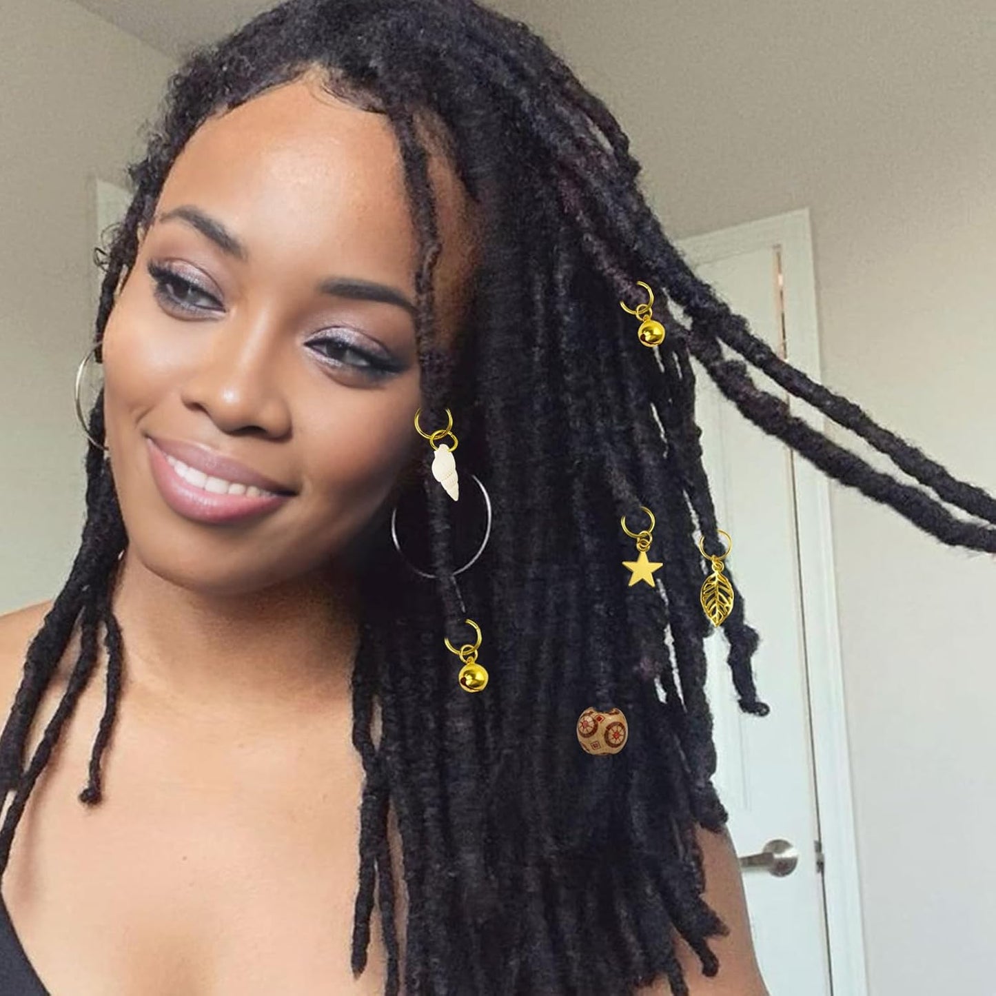 241 PCS Hair Jewelry for Braids and Locs - Metal Gold Silver Clips, Shells, Imitation Wood Beads, Charms, Adjustable Cuffs, Rings for Women and Girls