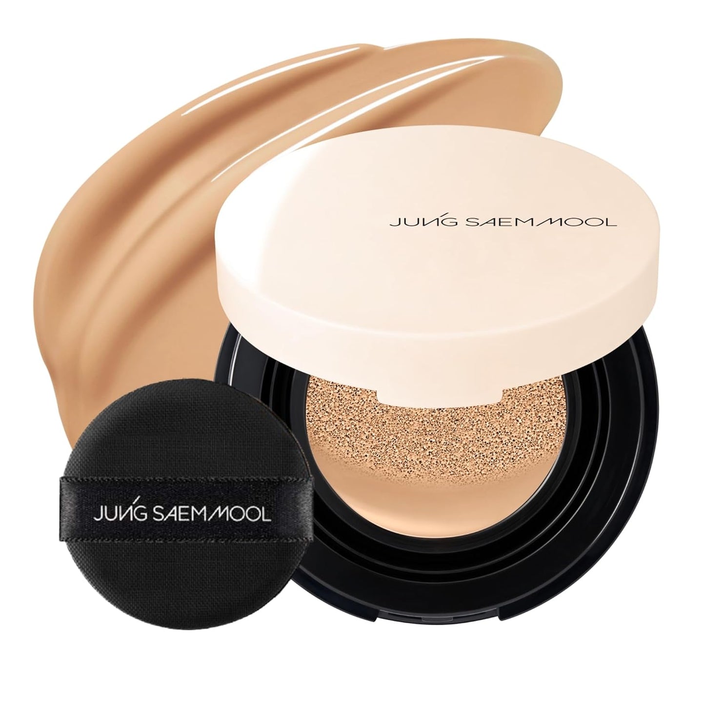 JUNG SAEM MOOL Essential Skin Nuder Cushion Mini 25W Latte 0.17 Fl Oz, Natural Radiant Finish Cushion Foundation with Buildable Coverage, Lightweight Texture, Korean Foundation Makeup