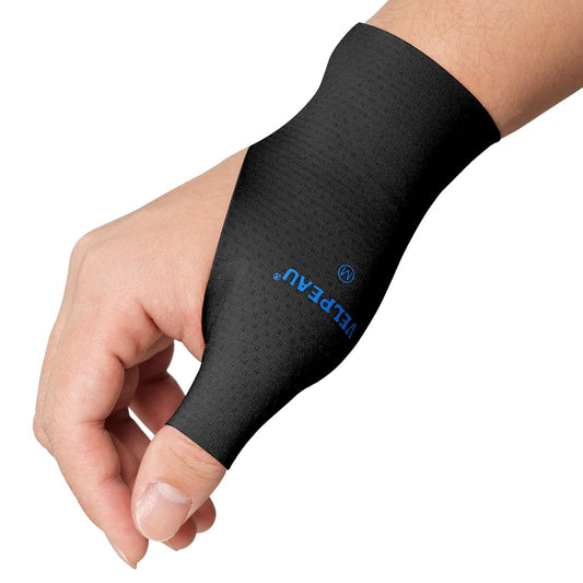 VELPEAU Thumb and Wrist Compression Sleeve for Tendonitis (Pack of 2), Seamless Technology, Gloves Wraps for Arthritis Pain Relief for Women & Men, Splint Liner, Fits Both Hands (Black, Long Version, S)
