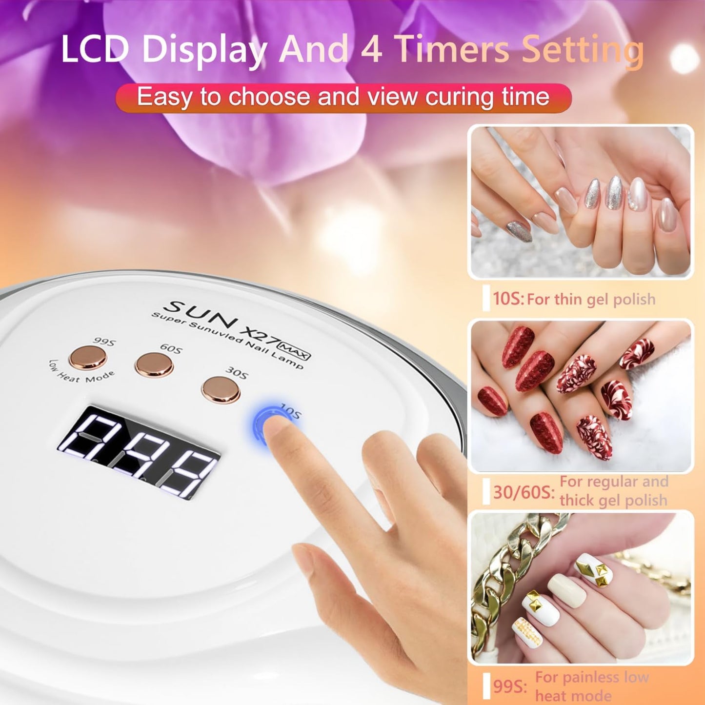 UV LED Nail Lamp with 81 Beads, 380W Nail Curing Lamps for Gel Polish with Automatic Sensor/4 Timer Setting,Led Nail Dryer, Professional Nail Art Drying Tools for Fingernail and Toenail