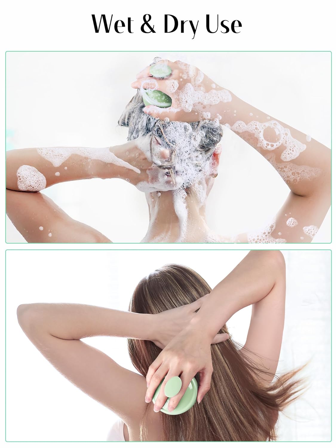 HEETA Scalp Massager Hair Growth, Soft Silicone Scalp Scrubber Shampoo Brush for Exfoliation, Dandruff Removal Head Massage Stress Relax, Wet & Dry Use for Thick Thin Curly Hair Care, Lime Green