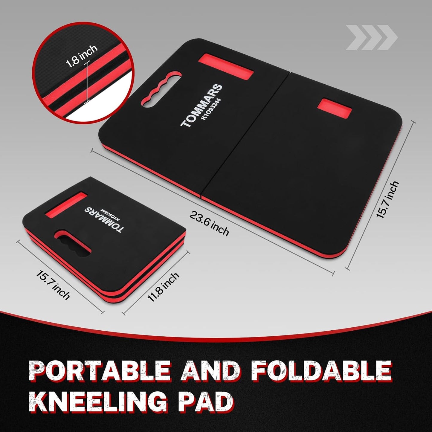 TOMMARS 0.9" Foldable Thick Kneeling Pad, 2 Fold Comfortable Foam Knee Pads Cushion Mat for Gardening, Yardwork, Workshop Repairing