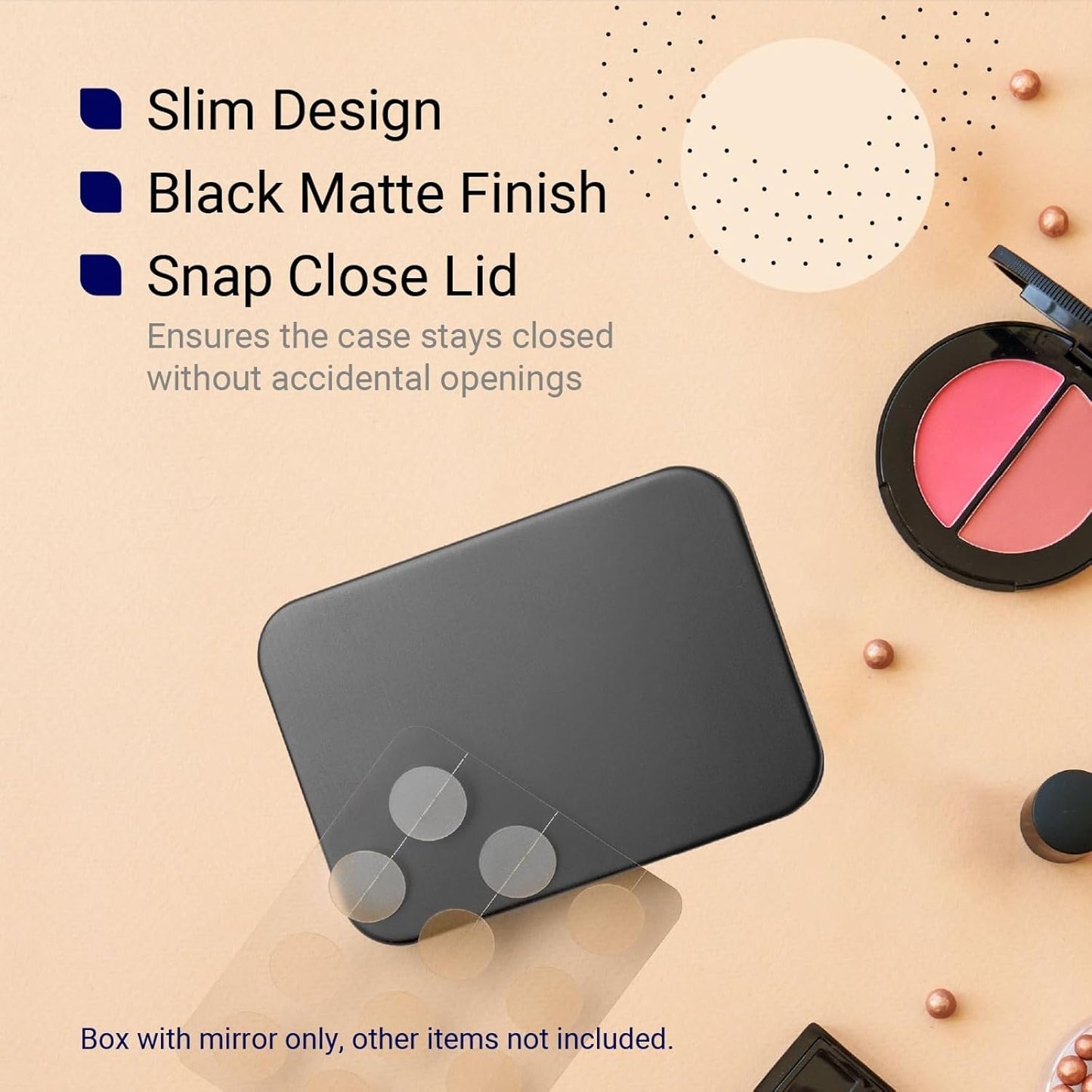 IMPRESA Zit Patches Storage Case - Matte Black Metal - Compact Organizer With Built-In Mirror - Travel-Friendly 2-Pack