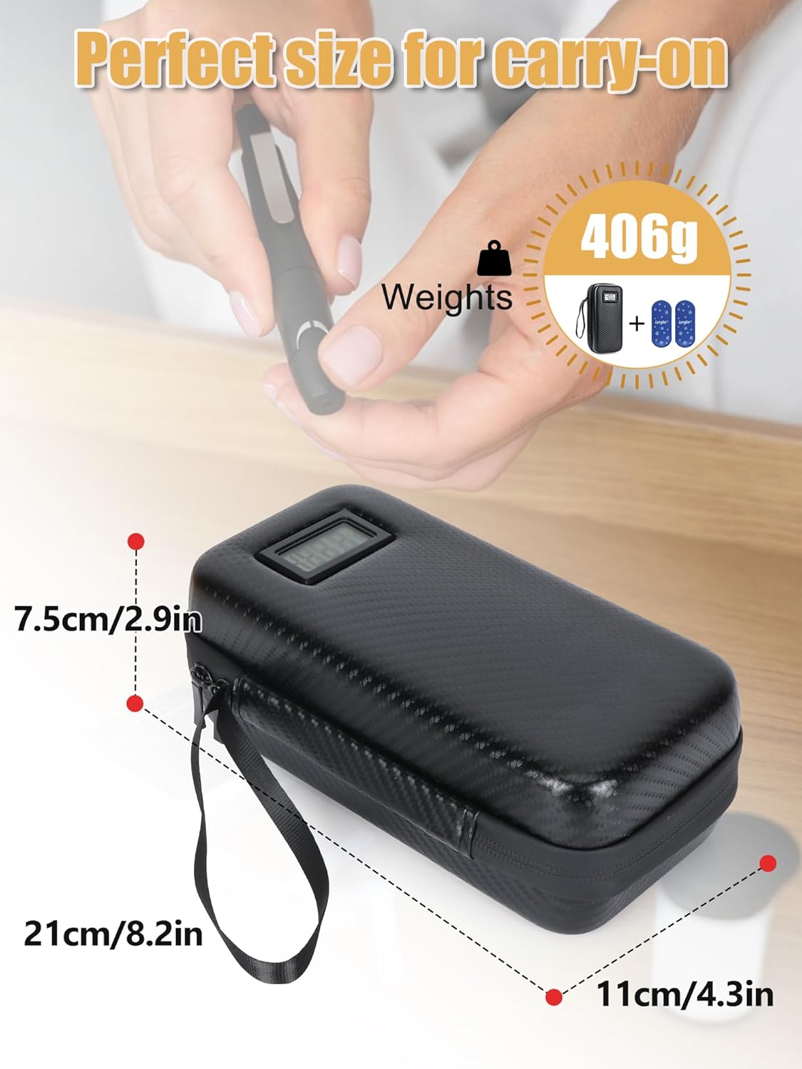 Insulin Cooler Travel Case TSA Approved, Insulin Travel Case Temperature Display, Portable Insulin Pen Cooler Travel Case for Insulin Ice Pack, Travel Diabetic Supplies (Black)