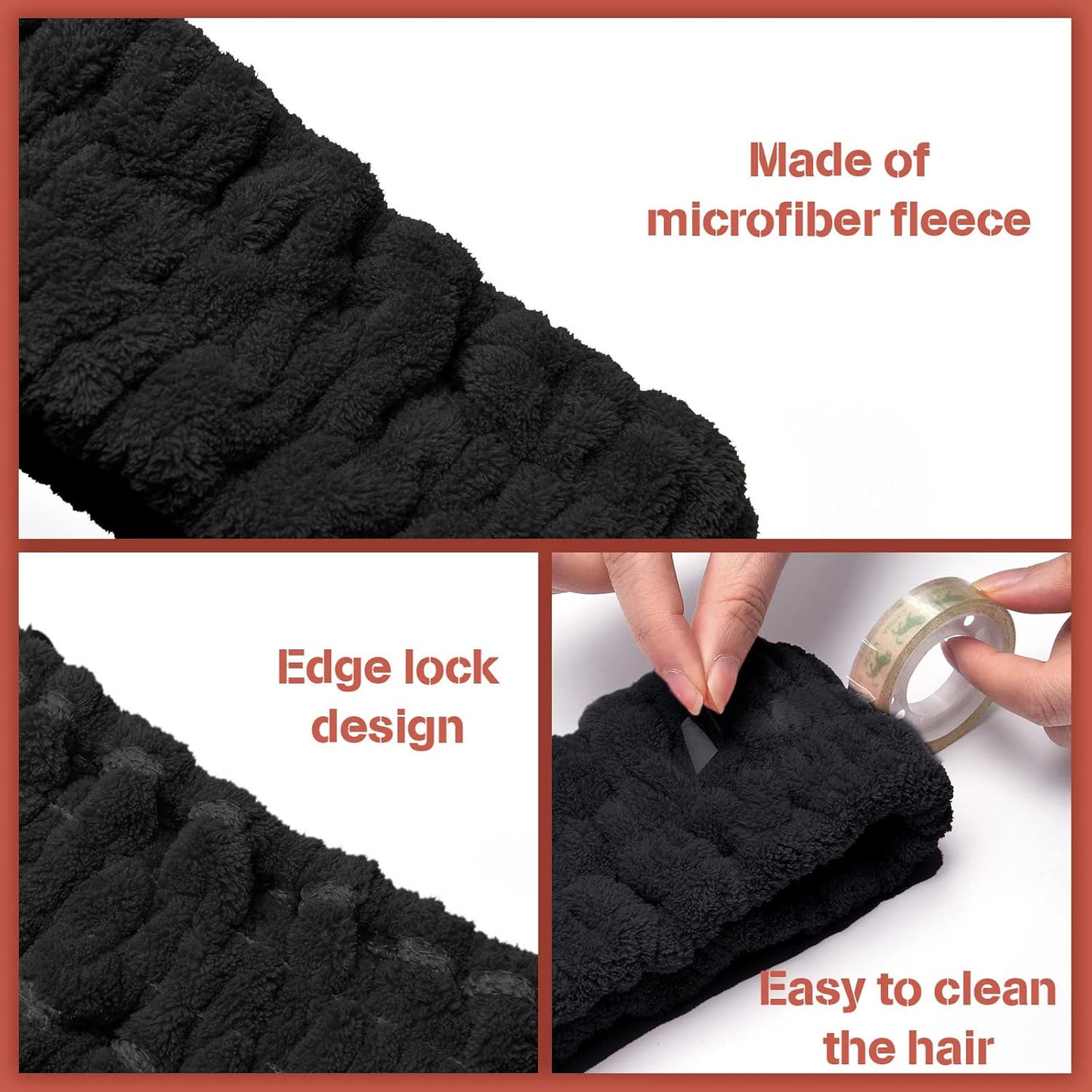 Chuangdi 3 Pieces Spa Headband for Women Facial Makeup Headband Soft Terry Cloth Hairband for Washing Face Mask Spa Shower Gifts(Black)